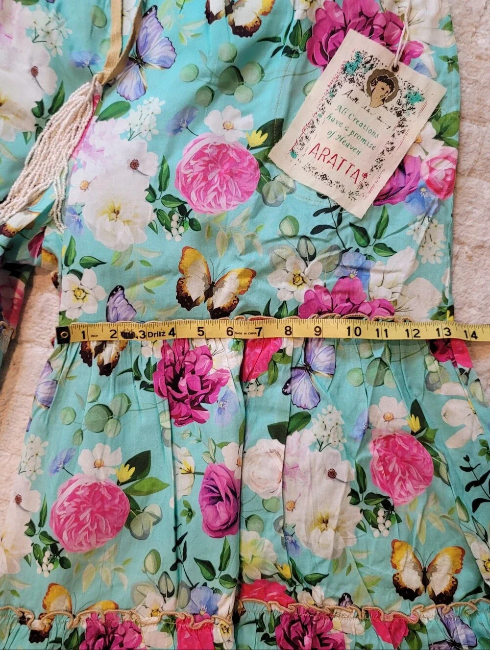 NWT ARATTA Serenity Springs Flare Pants Teal Floral Boho Vibrant Women's Size L - Picture 10 of 15